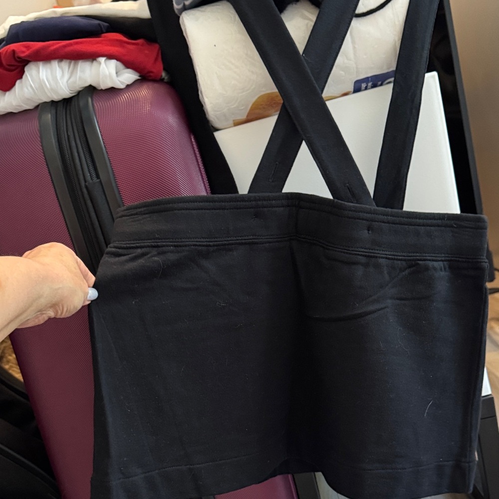 Black Cotton Suspender Skirt with Button Details - Picture 2 of 5